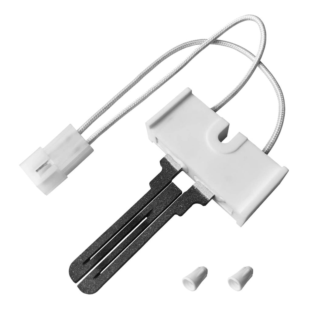 Gas dryer burner igniter replacement with white housing, ceramic rod, and wire leads