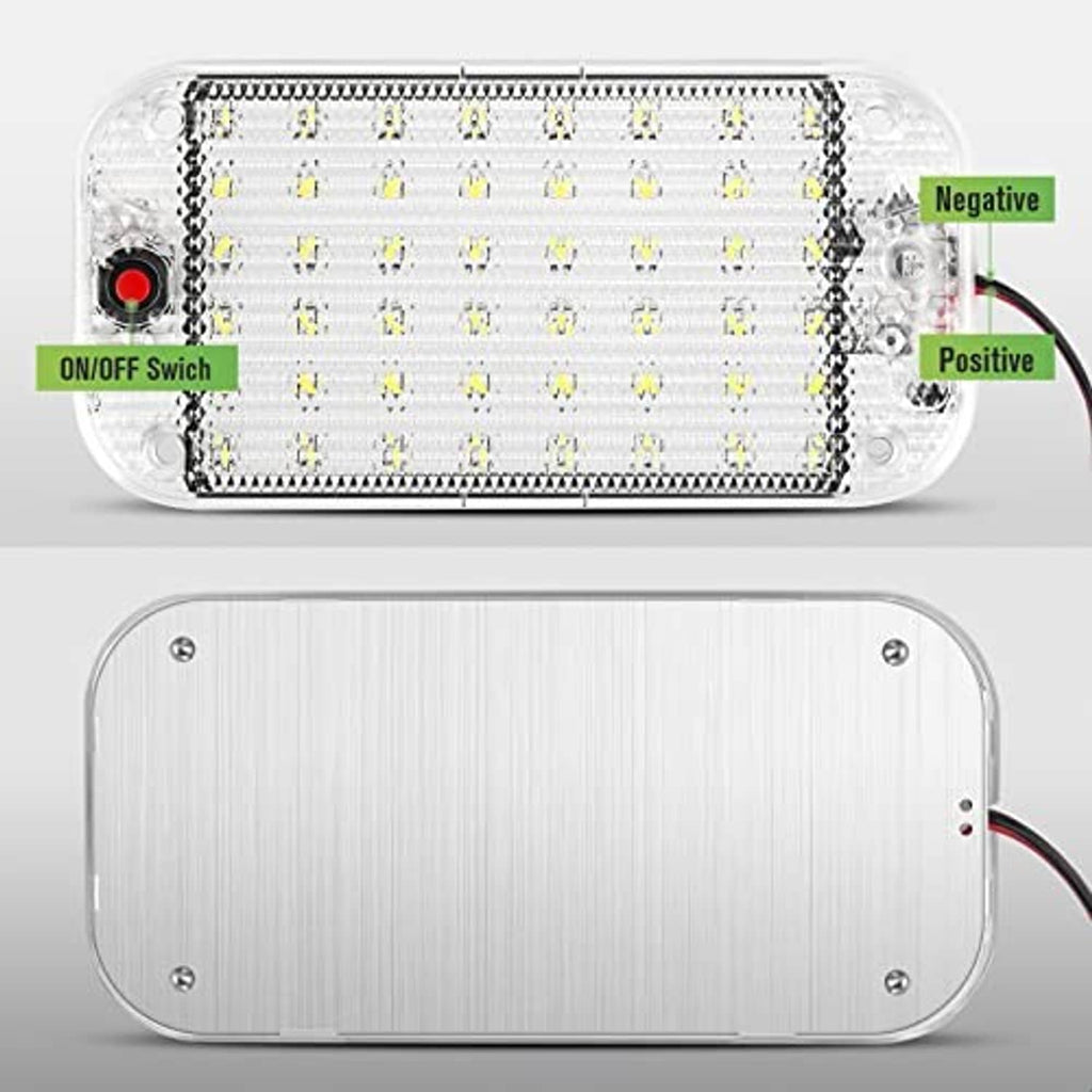 LED dome light with ON/OFF switch marking and clear white lens on front