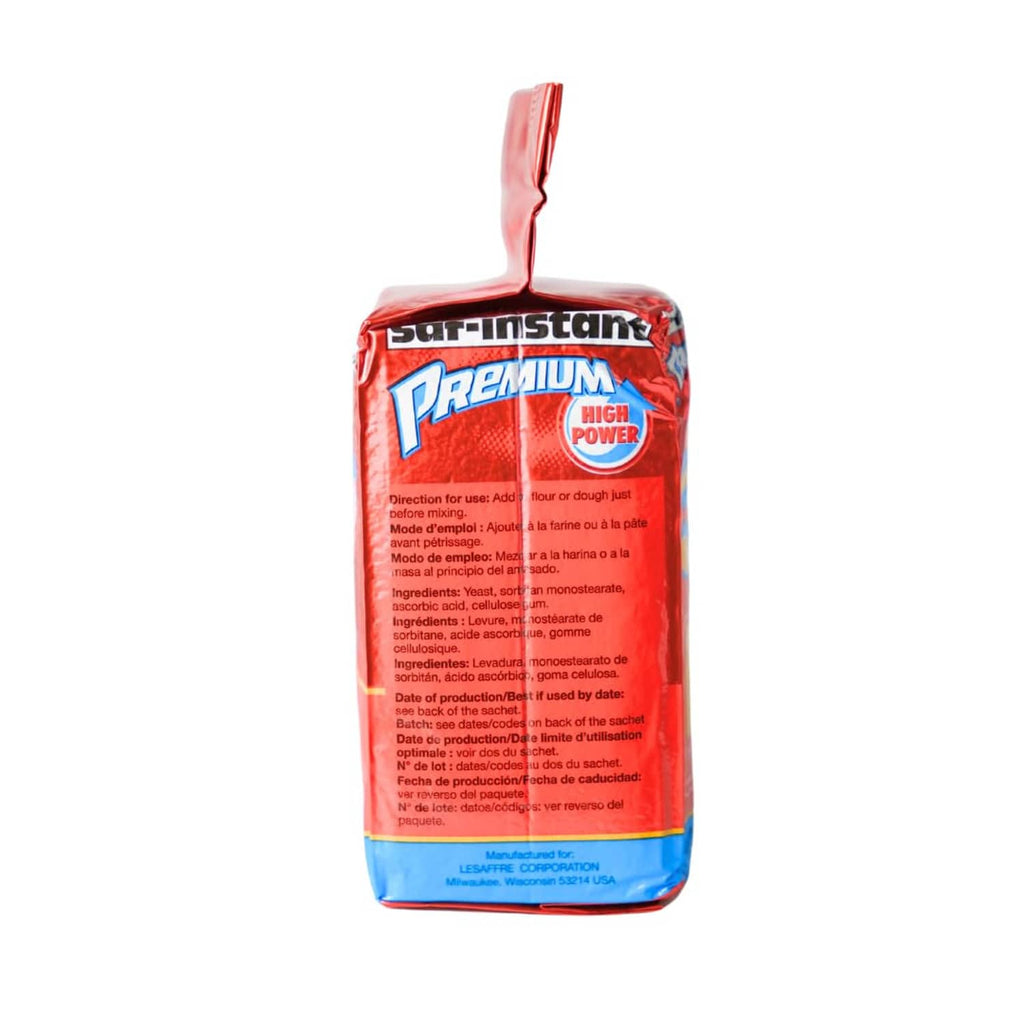 Red yeast pouch back with ingredient and use directions text