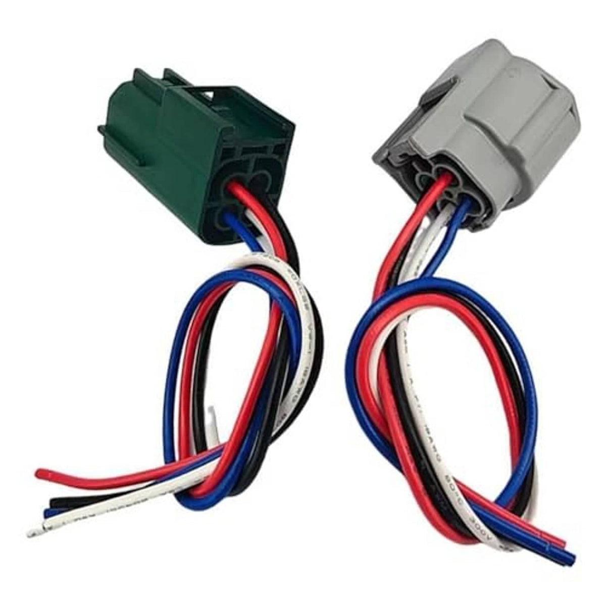 4-pin O2 sensor connector pigtail cables, green and gray housings with red blue wire leads