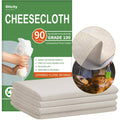 Unbleached cheesecloth roll, light beige fine-mesh sheets stacked for straining