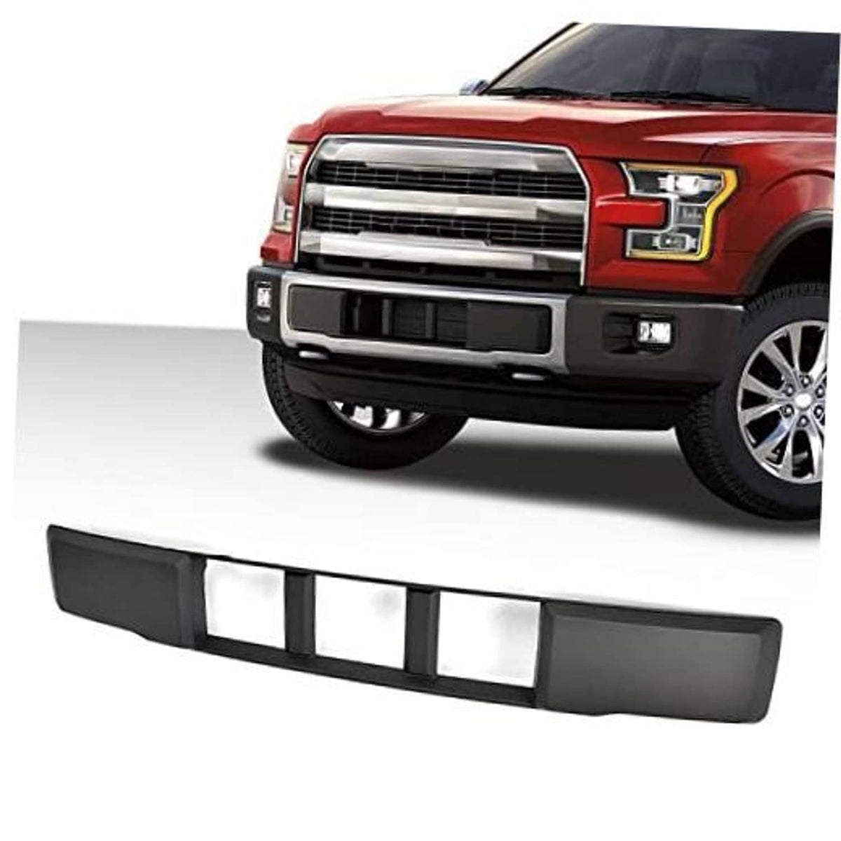Front bumper lower grille trim panel, black slat insert for F-150 (2015-2017)