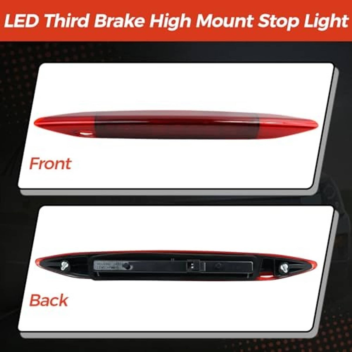 LED third brake light front lens and black rear housing with connector