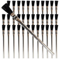 Acid flux brush set with black boar hair bristles and shiny metal handles (36 count).