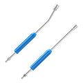 Stainless steel pressure washer extension wand with blue grip and threaded end couplers