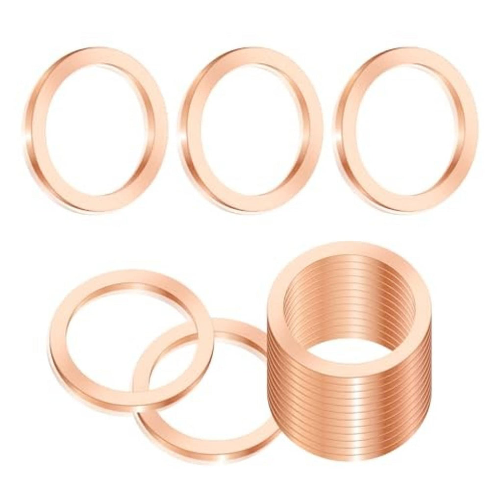 Copper oil drain plug crush washers with rolled stack, flat ring seals