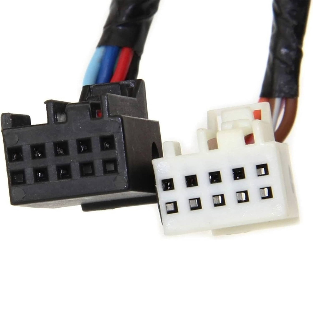Mirror wiring connector set with black and white plugs and multi-pin terminals