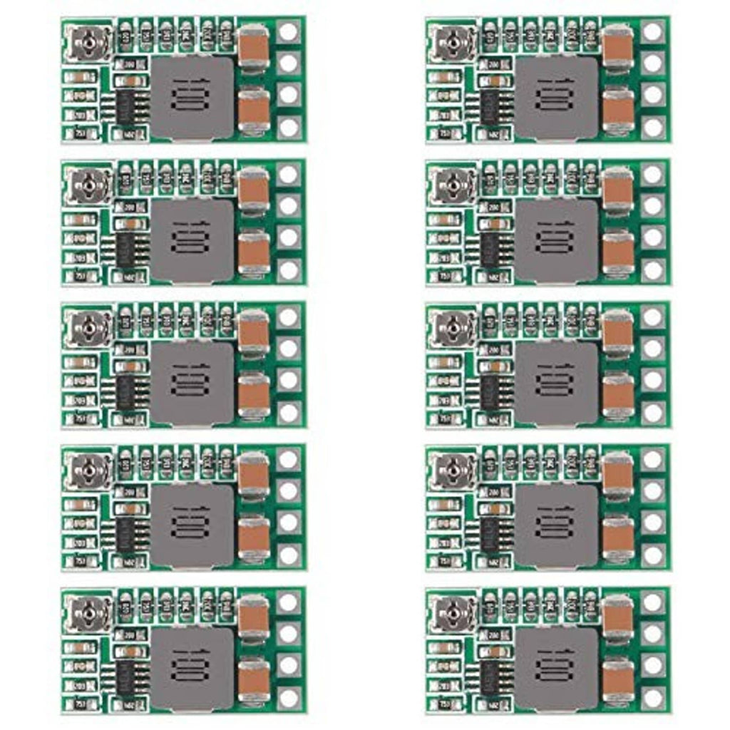 10-pack mini DC voltage regulator PCB modules, green boards with mounting holes