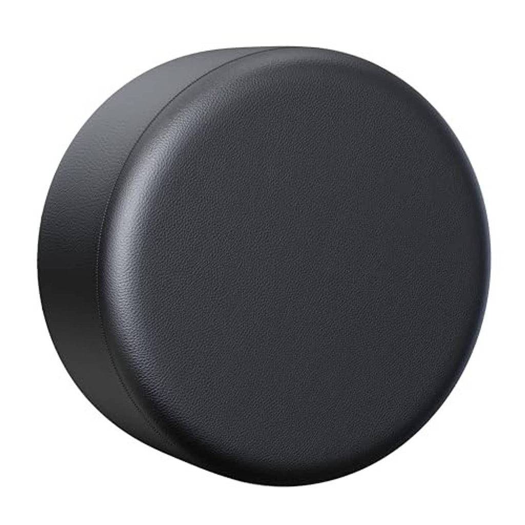 Black round spare tire cover with smooth, pebbled texture