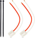 Pair of alternator pigtail connectors with red and white wire leads and white plastic plugs