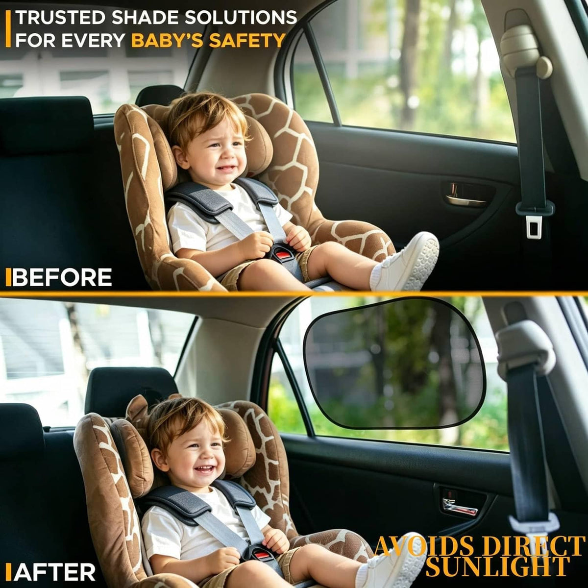 Black oval sun shade installed on a car window to block sunlight.