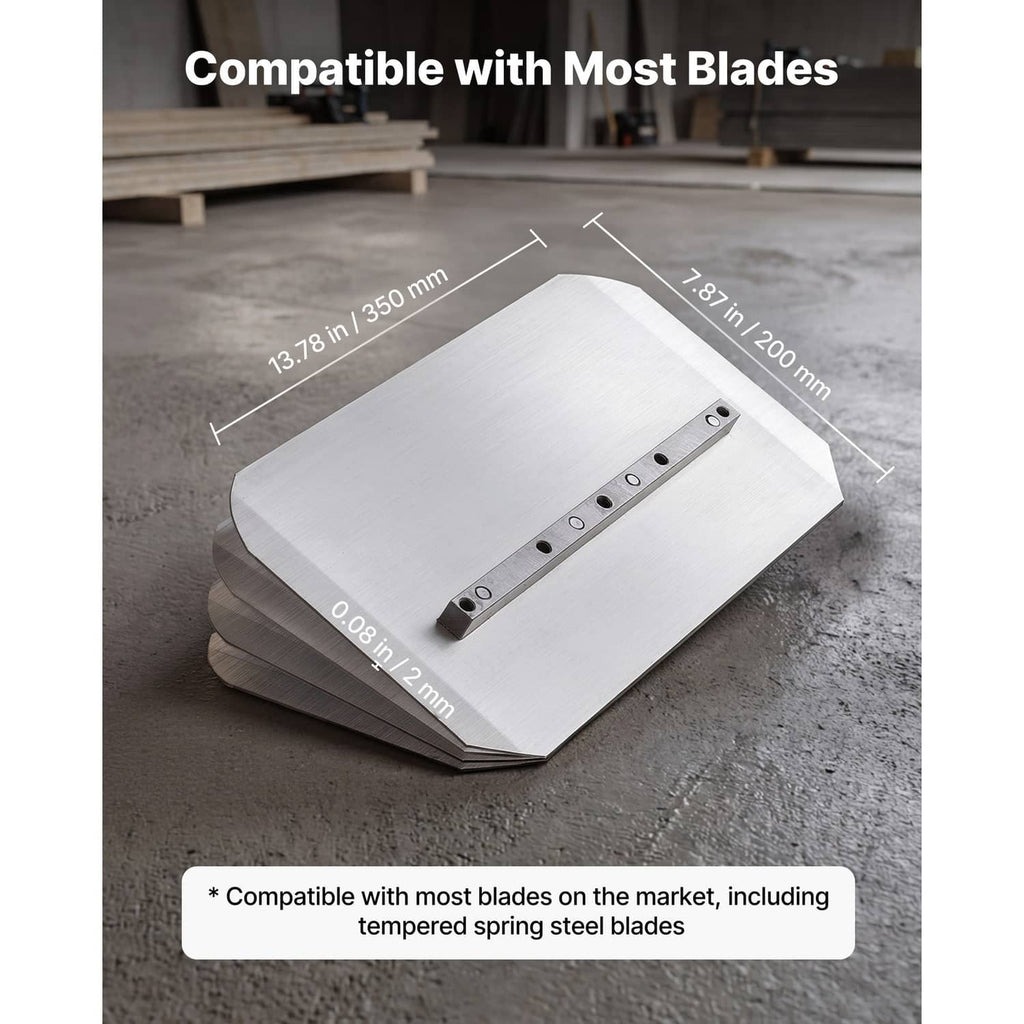 Concrete finishing float blades set with mounting holes on metal base