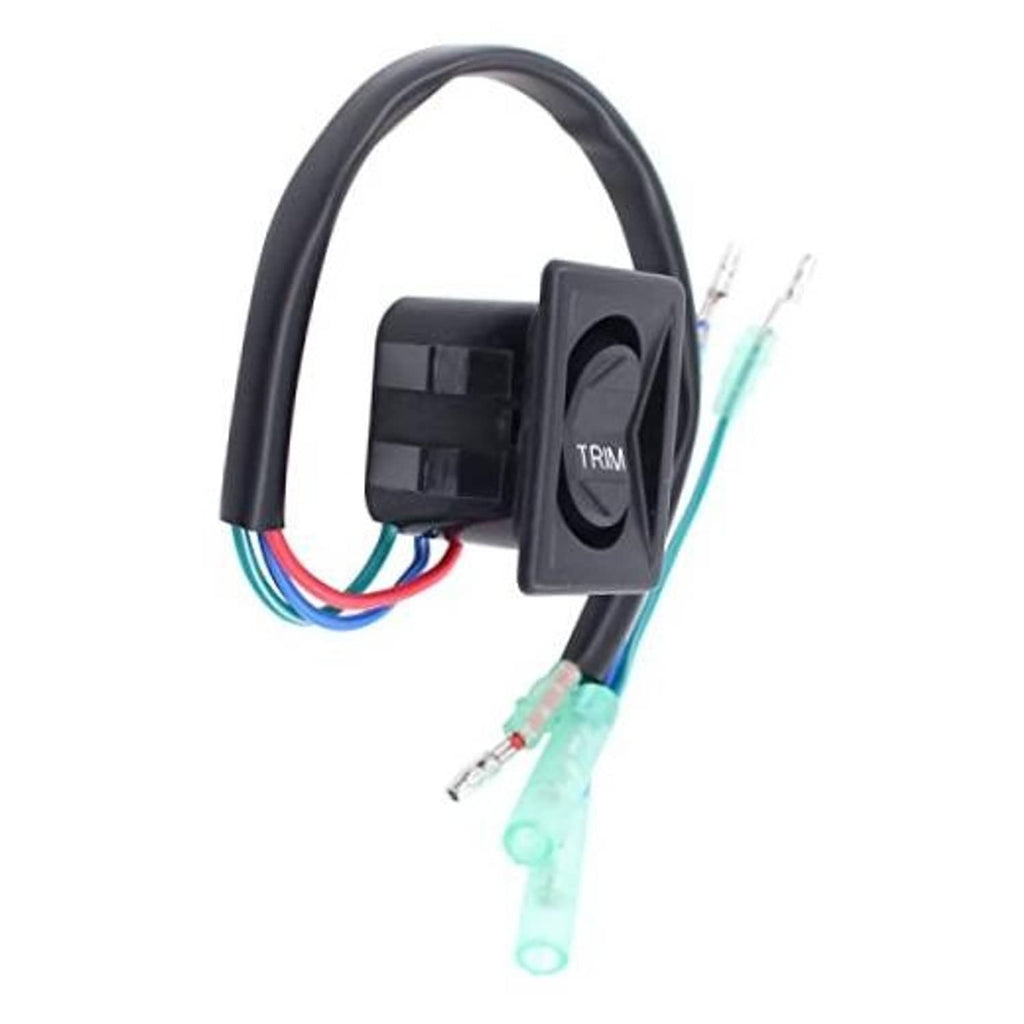 Trim tilt switch with black rocker button and multicolor wiring harness
