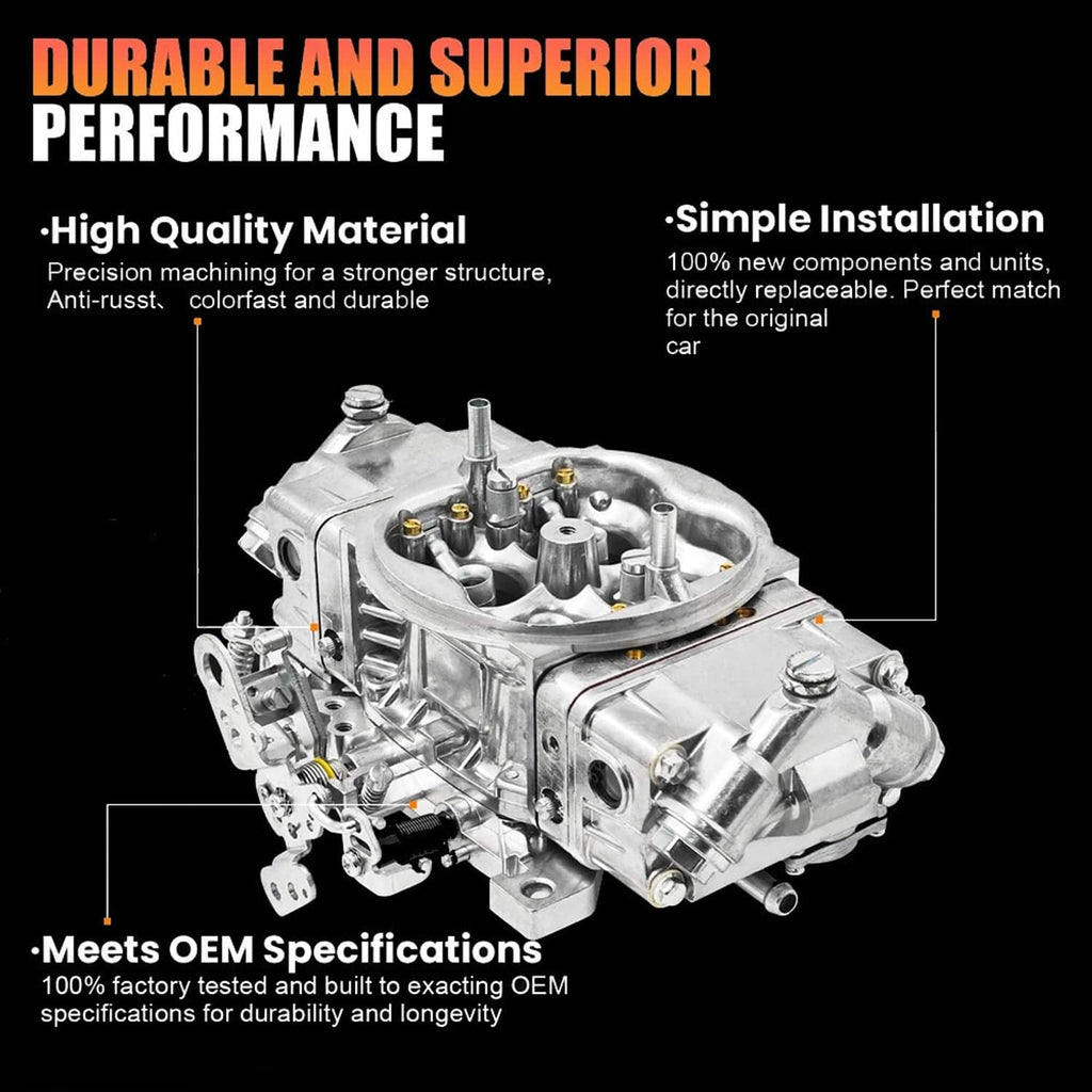 Silver 4-barrel race carburetor with linkages and fuel inlet fittings, performance style