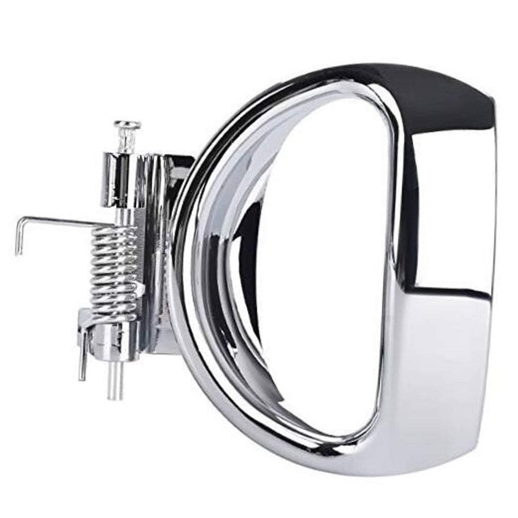 Interior door pull handle, chrome with black grip and metal spring mount