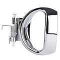 Interior door pull handle, chrome with black grip and metal spring mount