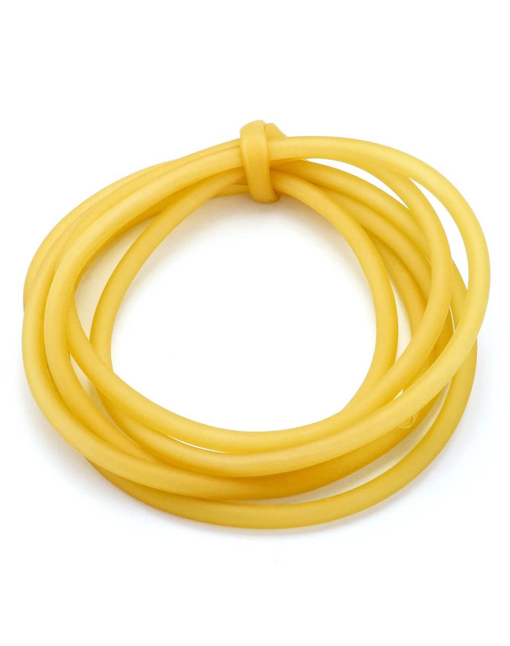 Natural latex rubber tubing, coiled yellow tube loop, 10 ft length