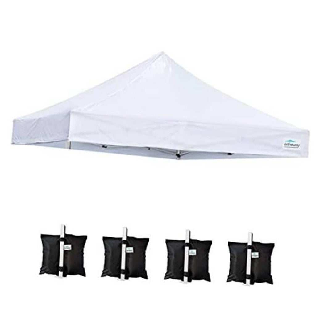 White replacement pop-up tent canopy top with front and side tie points