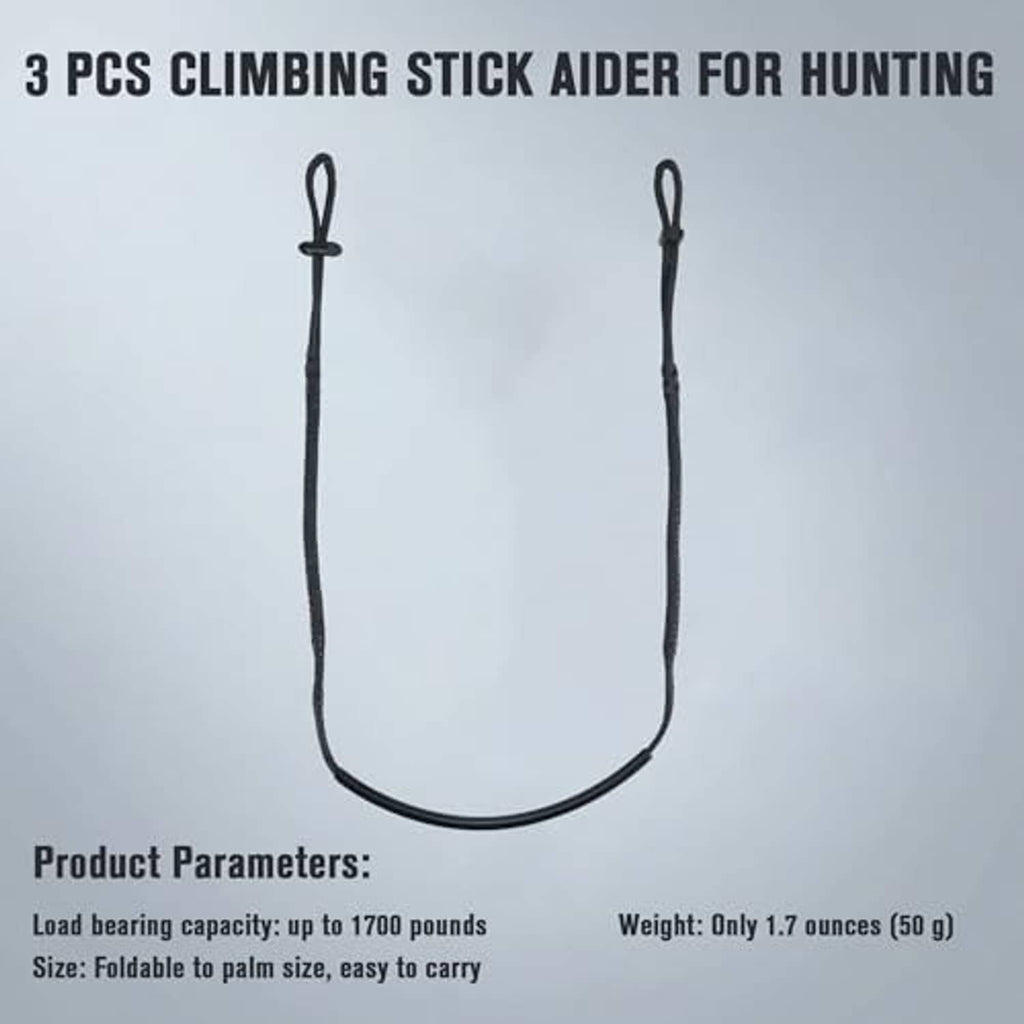 Black climbing stick aider strap with two top loops and curved U-shaped base