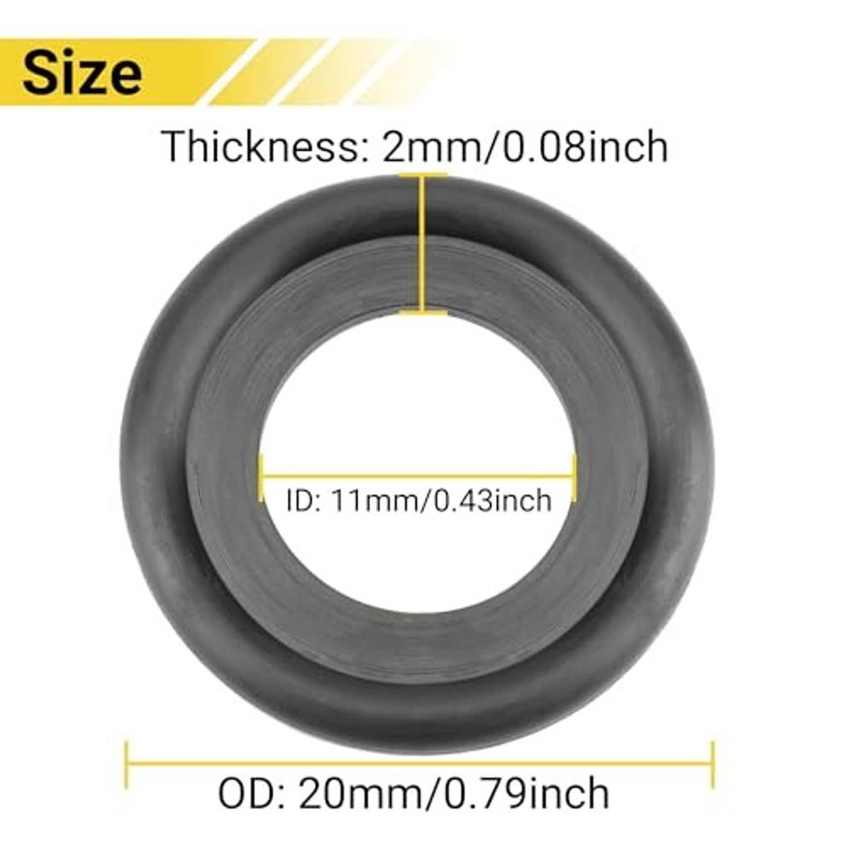 Rubber crush oil drain plug gasket washer, thickness 2mm; ID 11mm; OD 20mm