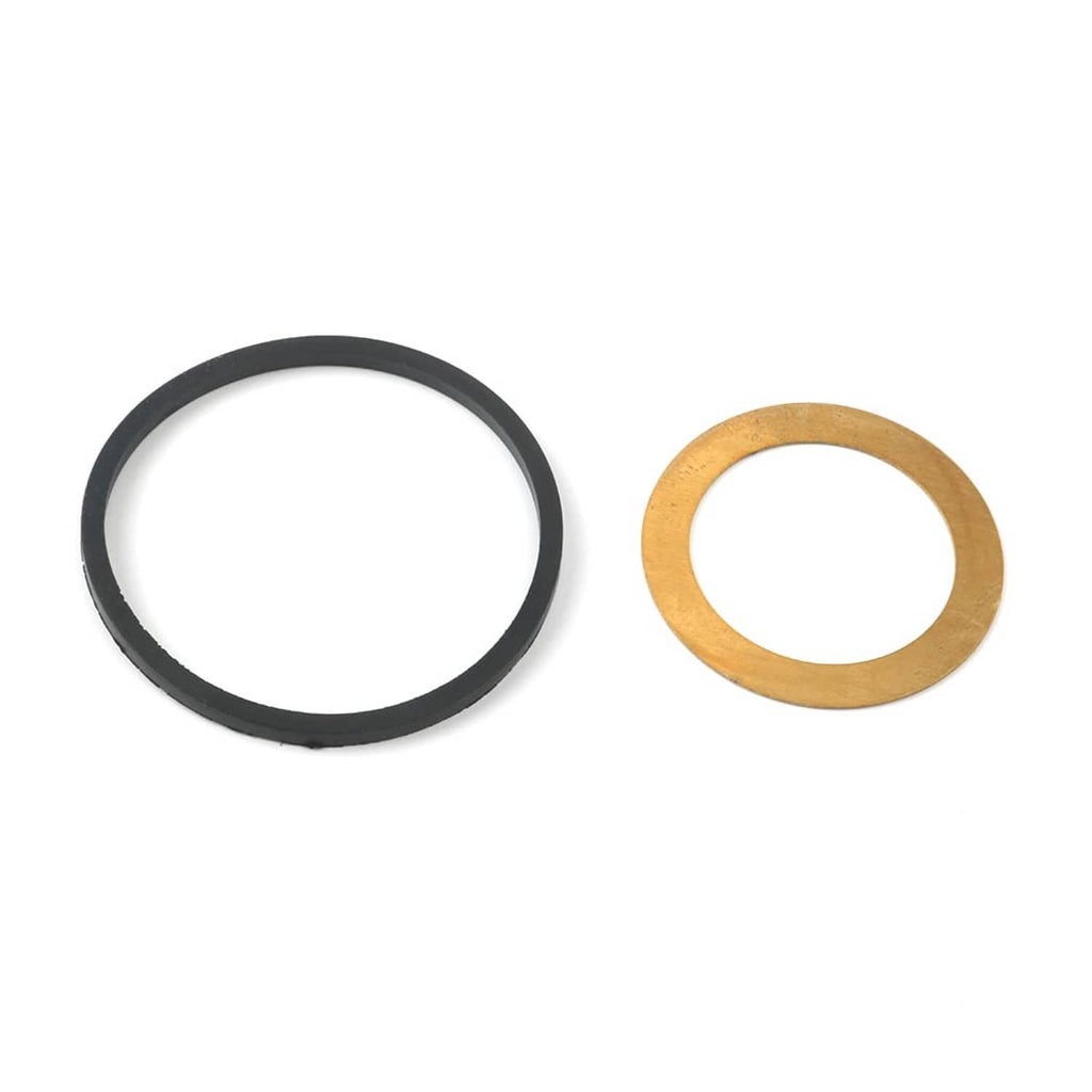 Black Buna seal ring and tan gasket ring with circular openings
