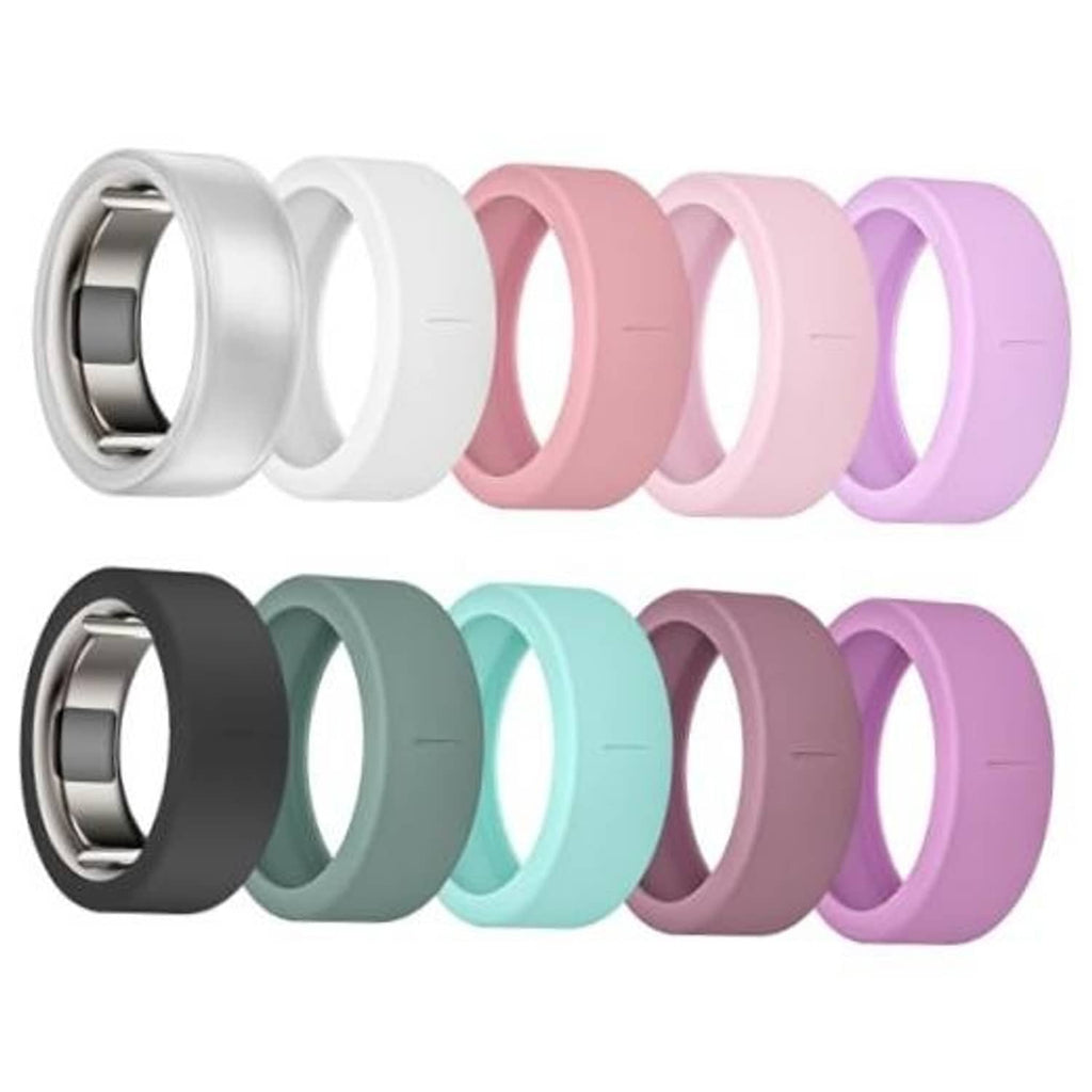10-pack silicone ring covers for Oura-compatible rings, assorted colors set