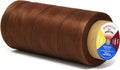 Brown waxed thread spool for leather sewing, tightly wound polyester thread