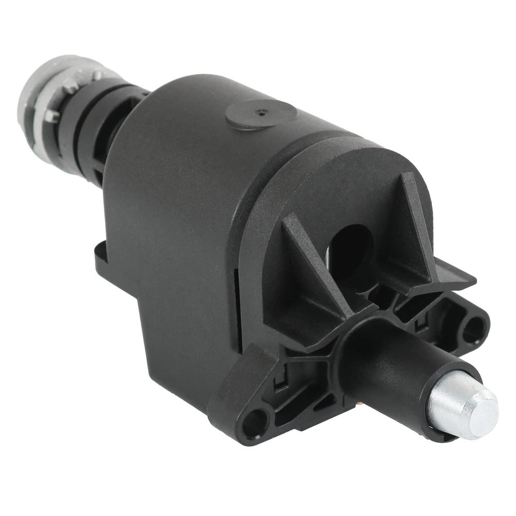 Black ignition switch housing with mounting tabs and silver key cylinder end