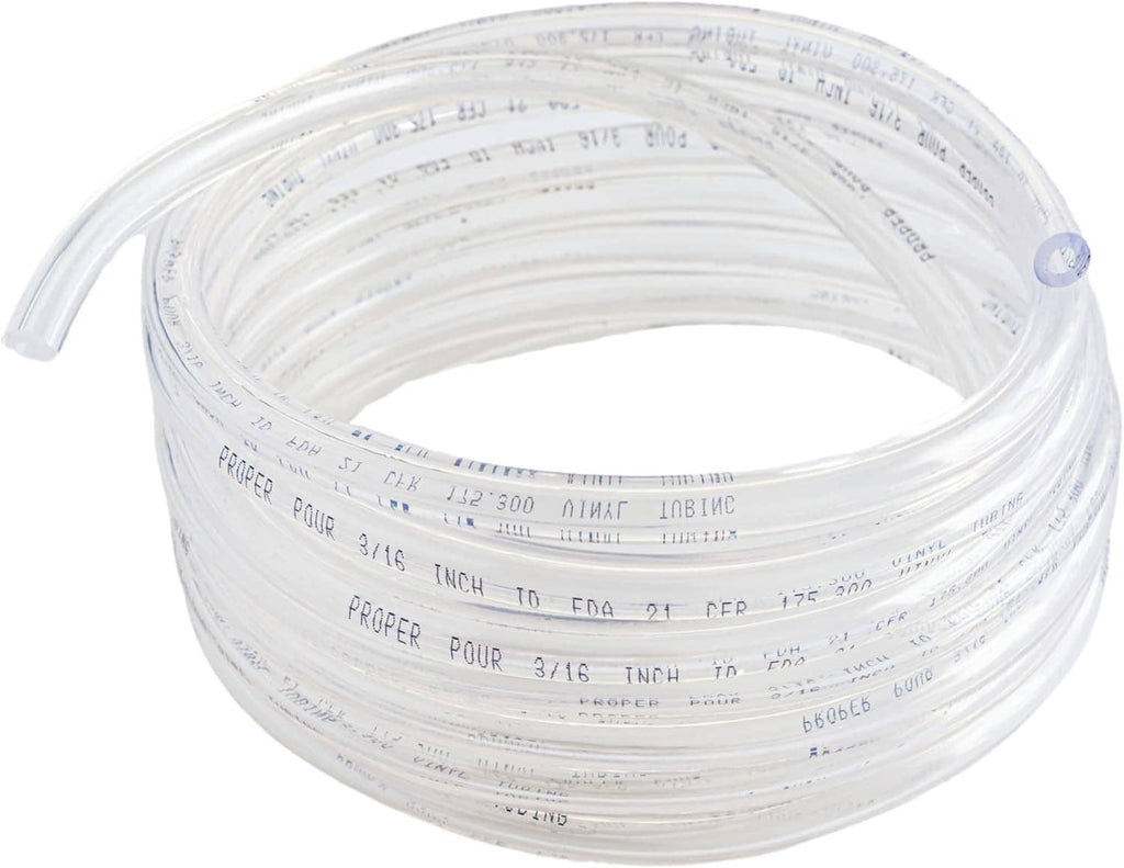 Coiled clear vinyl tubing with blue printed measurement markings