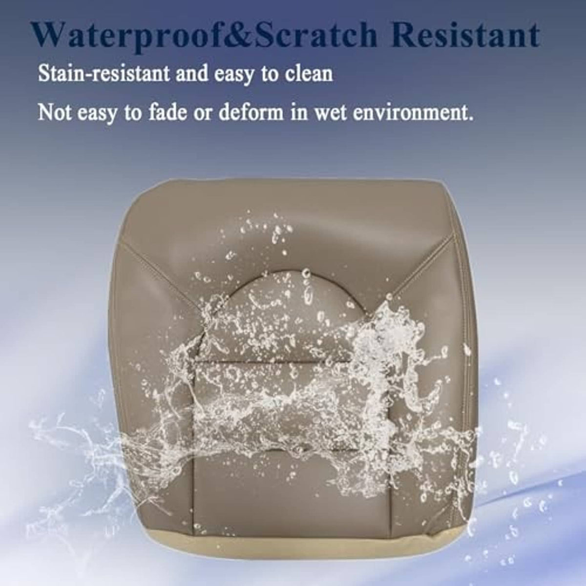Tan seat bottom replacement cover with water beading on the surface