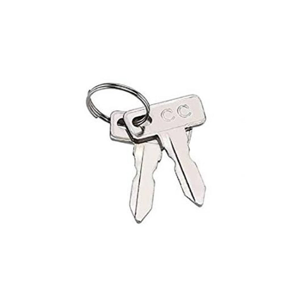 Silver replacement keys with two blades on a metal key ring