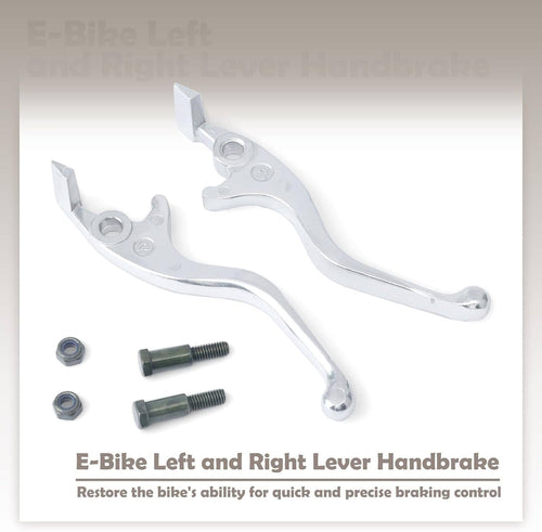 Left and right silver lever handbrakes with screws and hex nuts, matching pair