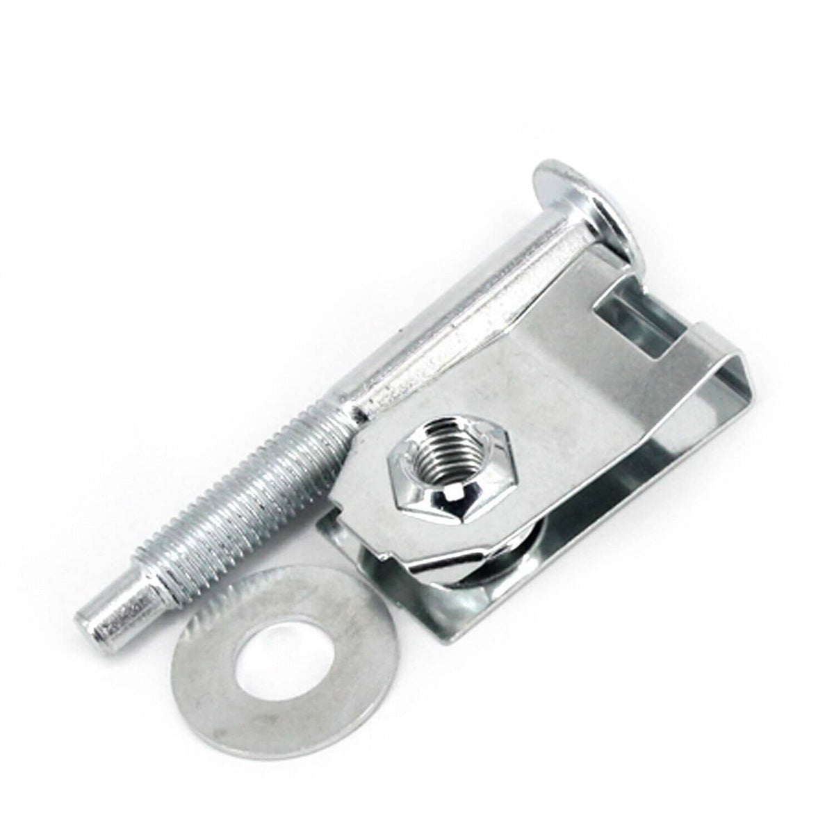 Single steel mounting bolt with U-clip bracket and captured hex nut