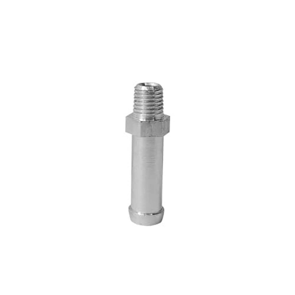 Aluminum straight nipple fitting with external threads and hex base