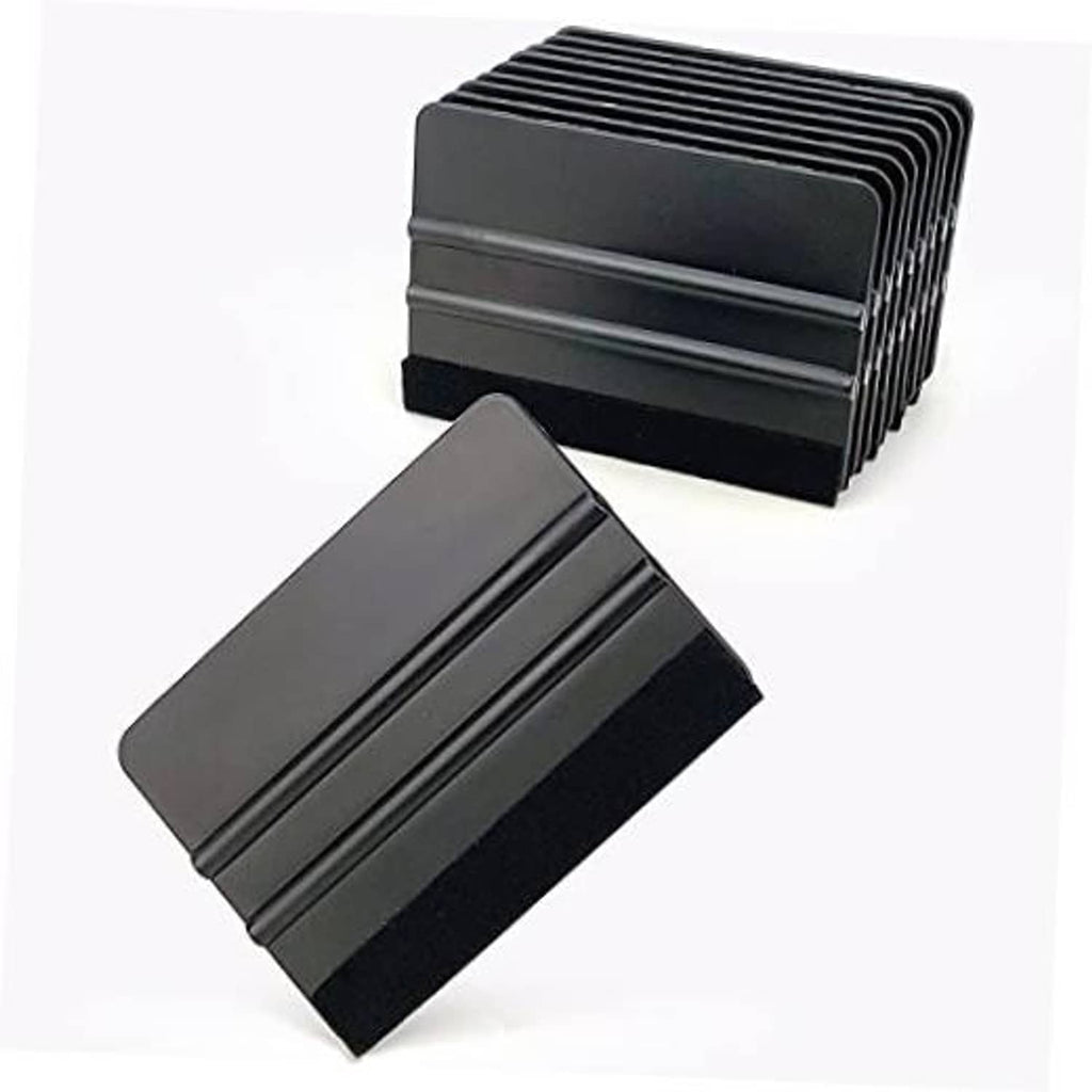 Black 4-inch vinyl window film squeegee tool with stacked blade edge