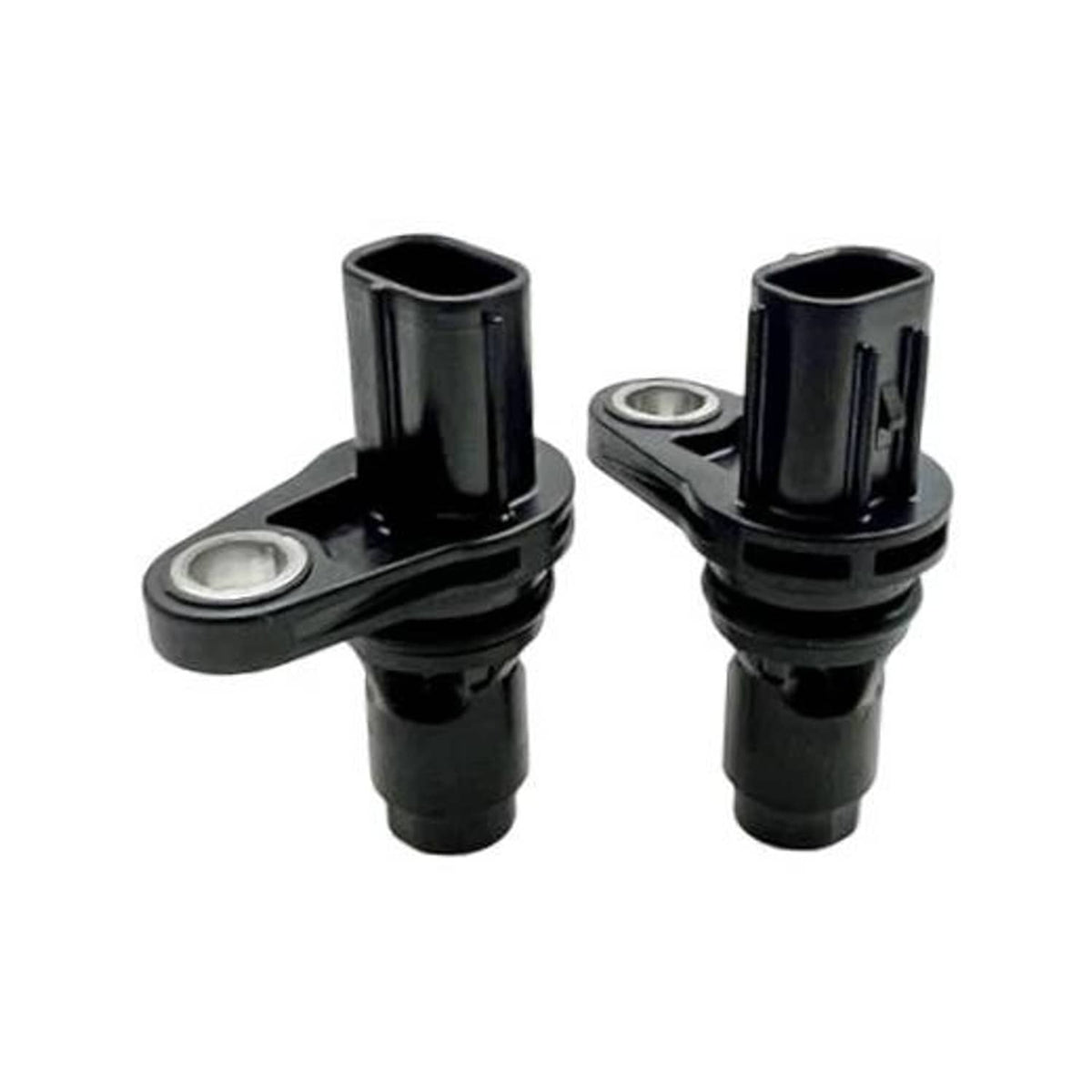 2-pack camshaft position sensors with black housings and circular metal openings