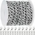 Silver Cuban link chain roll with tightly linked oval links, shown on a spool
