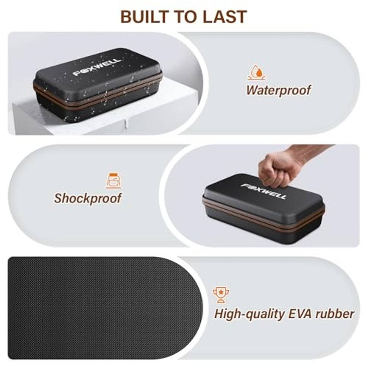 FOXWELL hard-shell carrying case with carry handle and thick EVA-style exterior