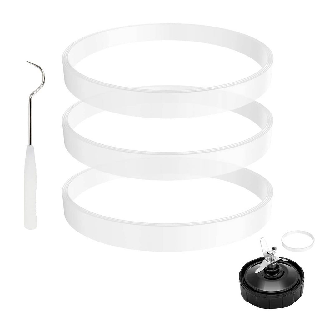 Set of three white rubber blender gaskets, circular seal rings