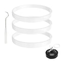 Set of three white rubber blender gaskets, circular seal rings