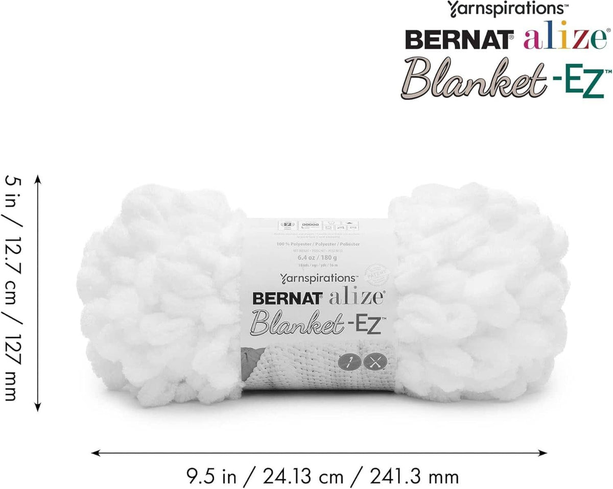White Blanket-EZ yarn skein bundle with label and size markings