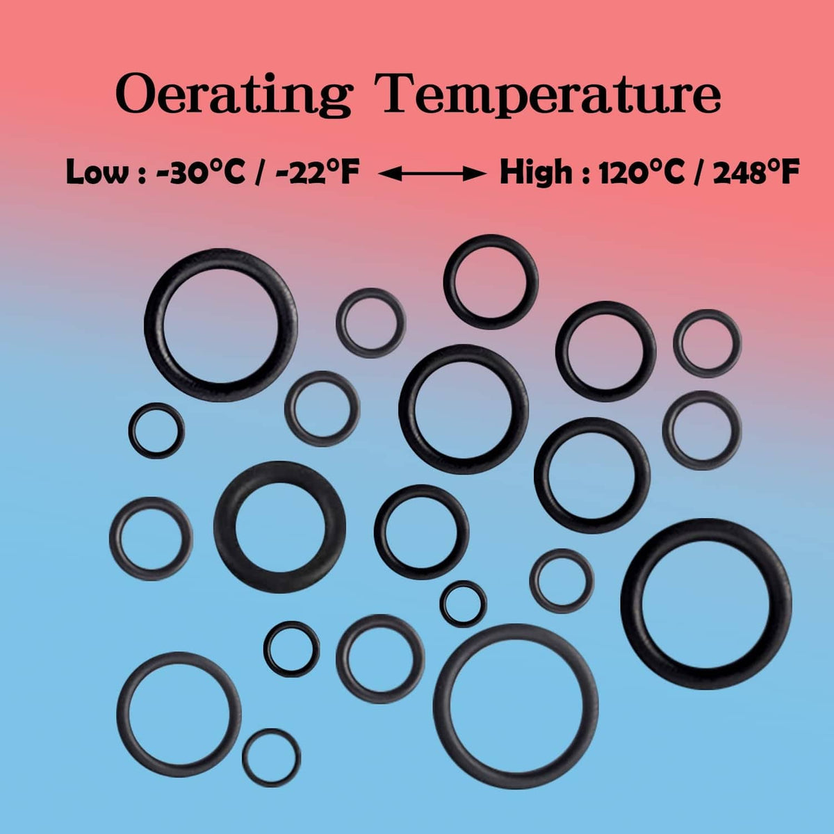 Assorted black O-rings for low to high temperature applications