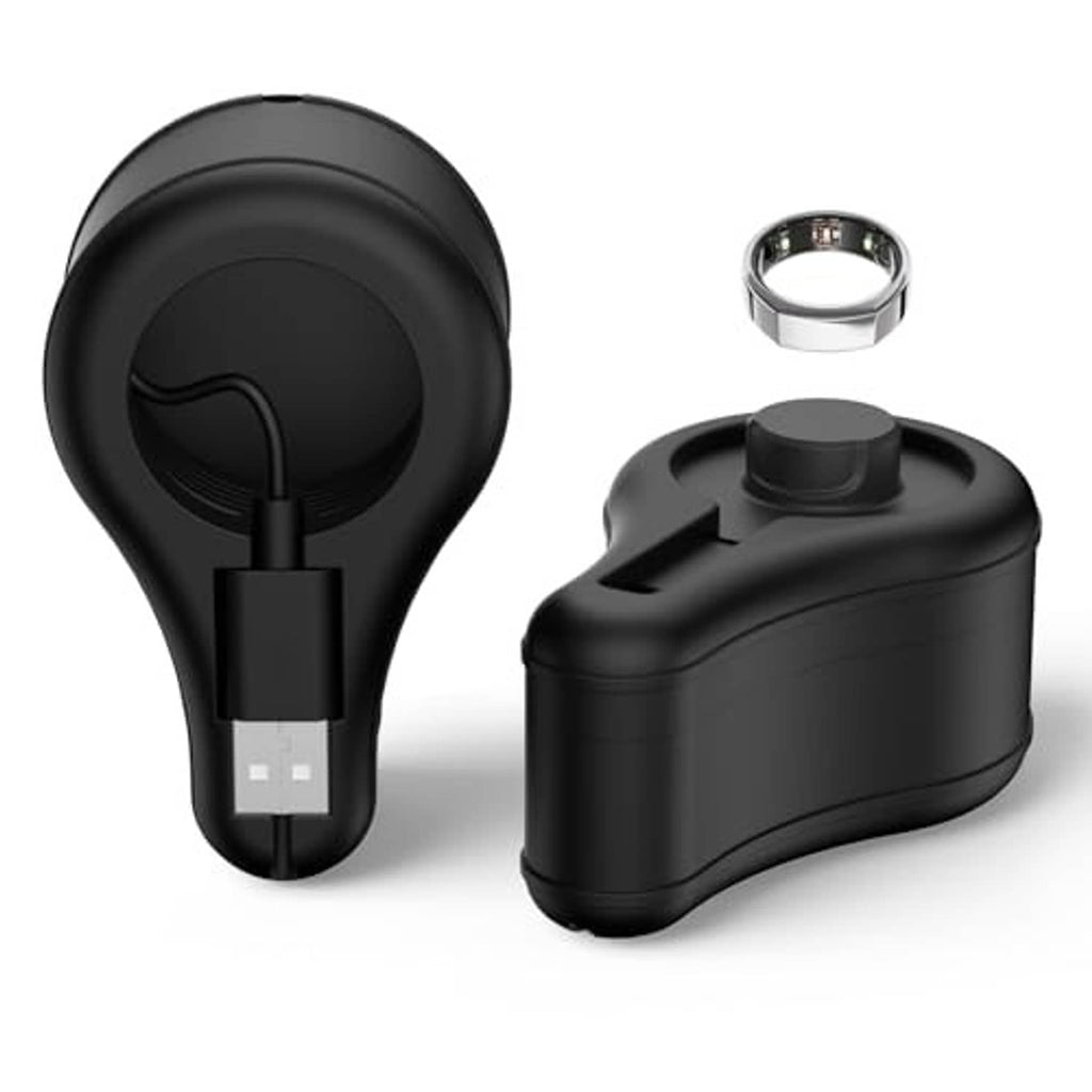 Black silicone charger stand protector with charging cradle and metal adapter ring