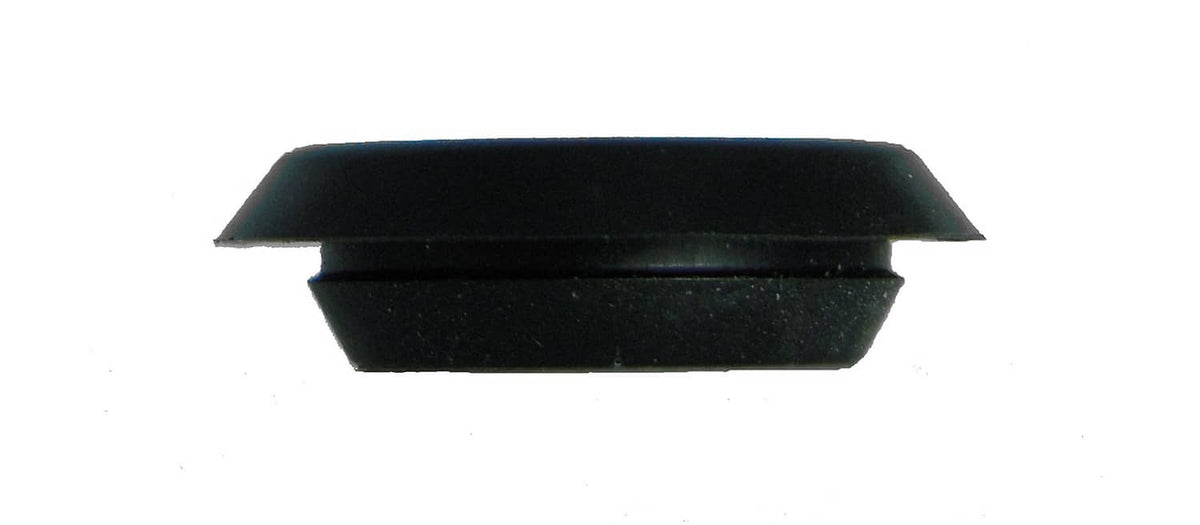 Black flush-mount hole plug, low-profile flanged rubber cap