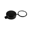 Black gas cap cover with tether loop, round cap design