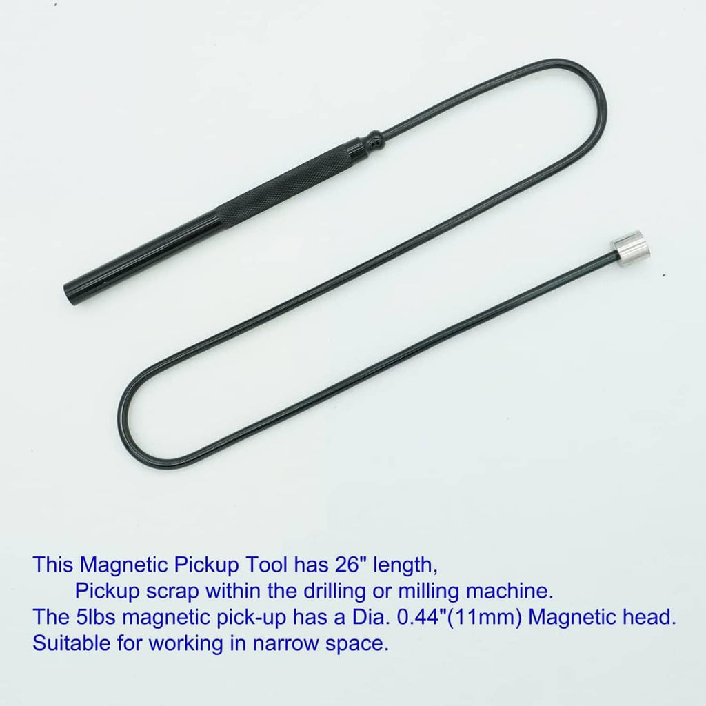 Black bendable magnetic pickup tool with metal tip