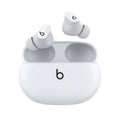 White true wireless earbuds in open charging case, compact stemless design
