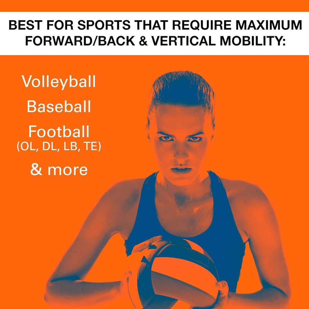 Sports promotion graphic for an ankle brace with athlete, no brace visible