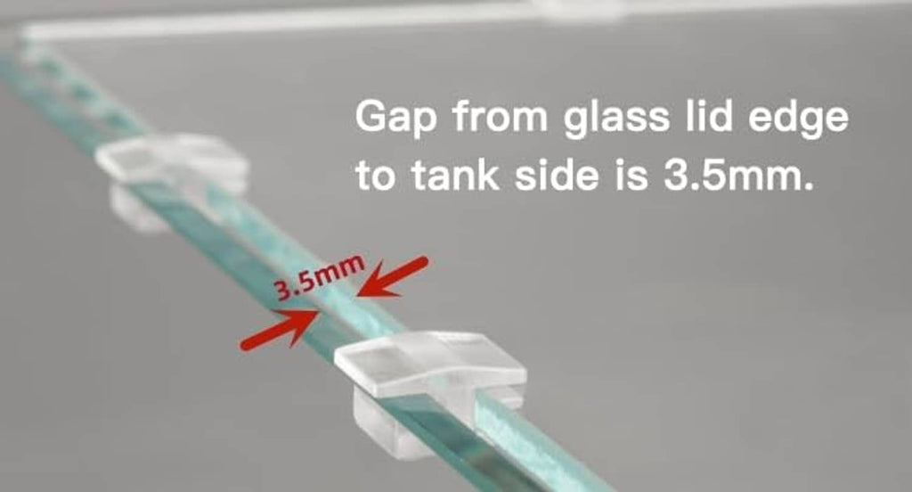 Low-profile clear acrylic lid edge spacer with white clip, showing 3.5mm side gap