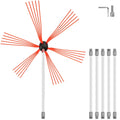 Chimney sweep cleaning kit with red bristle brush head and extendable rods